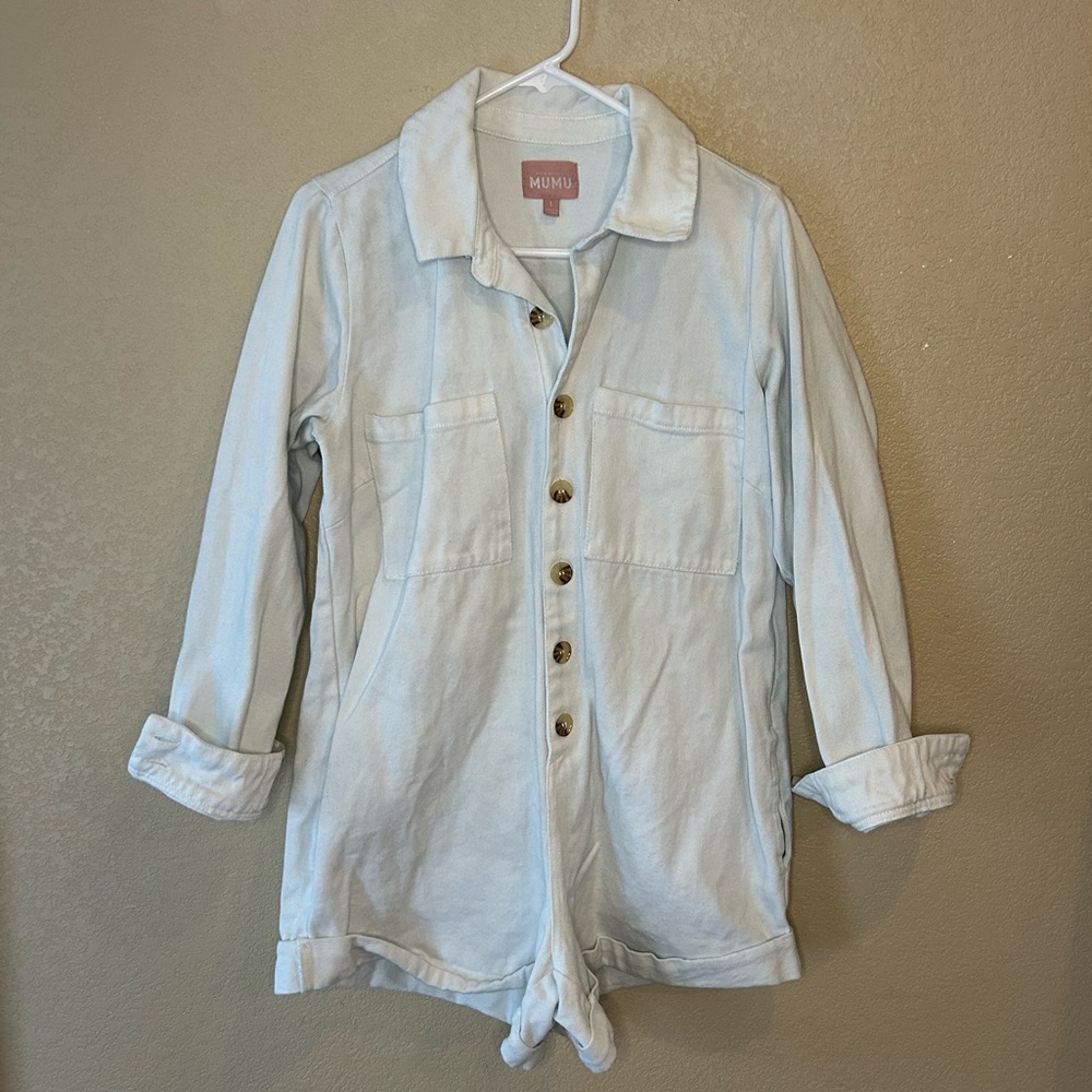 Show Me Your MuMu White Button-Up Romper - Picture 2 of 8
